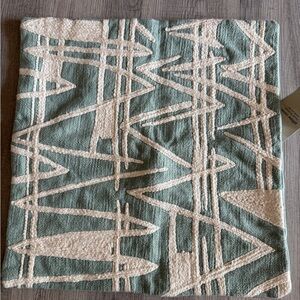 West Elm Geometric Teal and Cream Pillow Cover